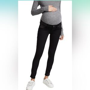 PAIGE Maternity Verdugo Ultra Skinny Elastic Insets in Black Shadow. Size 25.